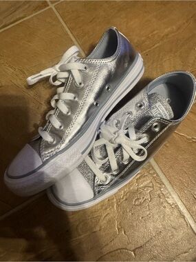 Converse Metallic Silver Low Top Sneakers
